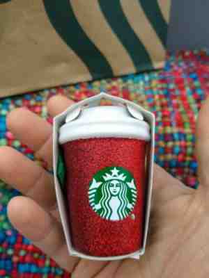 Brand New Starbucks 2019 Red Glitter Cup Ceramic Christmas Ornament. Free ship! - Sold on eBay Nov, 30th 2019 for $19.99
