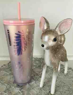 Starbucks 2019 Holiday Iridescent Rose Gold PINK Pine Cone Tumbler 24oz Cold Cup - Sold on eBay Nov, 30th 2019 for $30.72