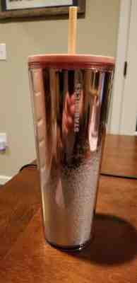 New Starbucks 2019 Xmas Rose Gold Hammered Studded Hobnailed Glitter Tumbler 24o - Sold on eBay Nov, 30th 2019 for $18.50