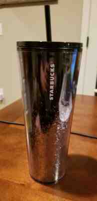 NEW Starbucks Holiday 2019 Venti Tumbler BLACK/SILVER Cascading Snow 24oz - Sold on eBay Nov, 30th 2019 for $17.50