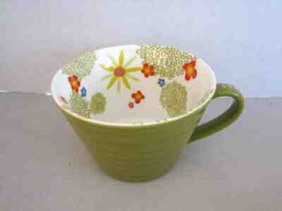 Starbucks Mug 2007 Green Ribbed Yellow Floral Flowers Coffee Tea 12 fl oz - Sold on eBay Nov, 30th 2019 for $17.97