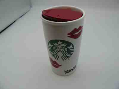 Starbucks XOXO Lips Double Wall Tumbler 2015 Hugs Kisses Ceramic Red Lid 12oz - Sold on eBay Nov, 30th 2019 for $29.77