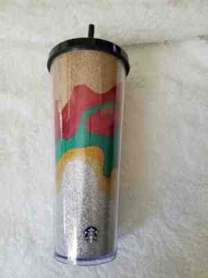 New Starbucks 2018 Holiday Cold Cup Tumbler 24 Oz Flow Glitter Sparkle Marbled - Sold on eBay Nov, 30th 2019 for $24.50