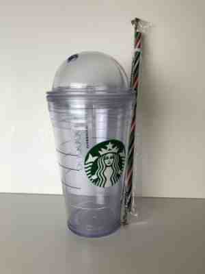 Starbucks Frappuccino Tumbler With Dome Top Logo Cold Cup 16 oz Holiday Straw  - Sold on eBay Nov, 30th 2019 for $15.00