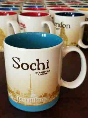 rare mugs Starbucks 2013 SOCHI Global City Icon Collector Series 16oz mug - Sold on eBay Nov, 30th 2019 for $62.95