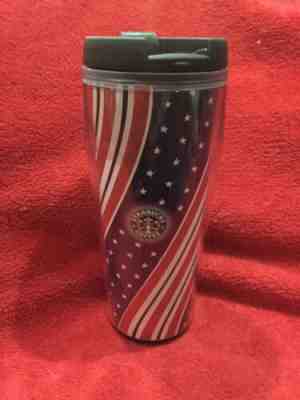 Starbucks Coffee 2002 Barista Travel Tumbler 16oz Red White Blue Stars Flag J1 - Sold on eBay Nov, 30th 2019 for $16.99