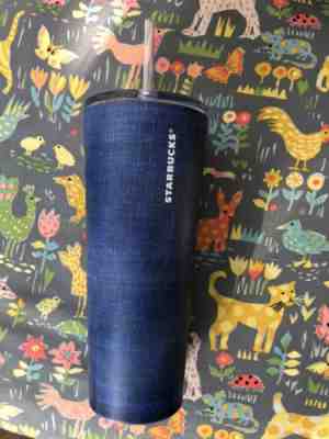 Starbucks 2019 Blue Denim Stainless Steel Cold Cup Venti Tumbler 24 Fl Oz - Sold on eBay Nov, 30th 2019 for $19.00