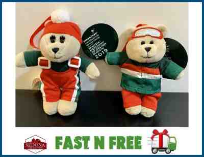 SET OF 2 - Starbucks 2019 - BEARISTA TEDDY BEAR - Holiday Christmas Ornament - Sold on eBay Dec, 1st 2019 for $15.99