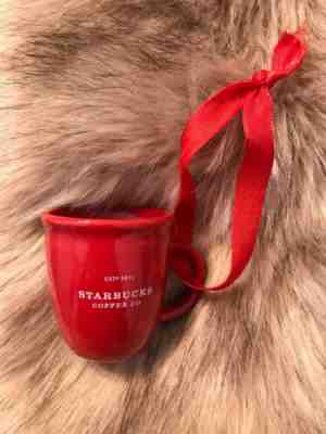 Starbucks Red Ornament Christmas 2002 Ceramic Mini Abbey Mug est 1971 - Sold on eBay Nov, 30th 2019 for $18.99
