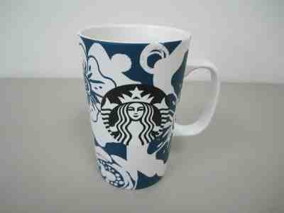 Starbucks 2015 16 oz. Coffee Mug - White and Blue - Floral / Flowers Pattern - Sold on eBay Dec, 1st 2019 for $29.99