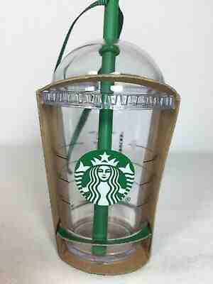 Starbucks Cold Cup Christmas Ornaments 2016 - Clear Doom Lid w/ Straw - NEW - Sold on eBay Dec, 1st 2019 for $24.95