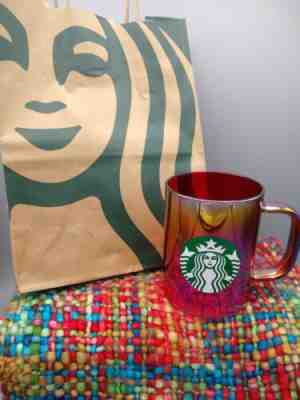 New! Starbucks 2019 Red Christmas Holiday Cup Iridescent Glass Coffee Mug 14oz  - Sold on eBay Dec, 1st 2019 for $29.99
