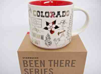 Starbucks Colorado Been There Mug Christmas 2018 Gold and Red 14oz NIB - Sold on eBay Nov, 30th 2019 for $26.99