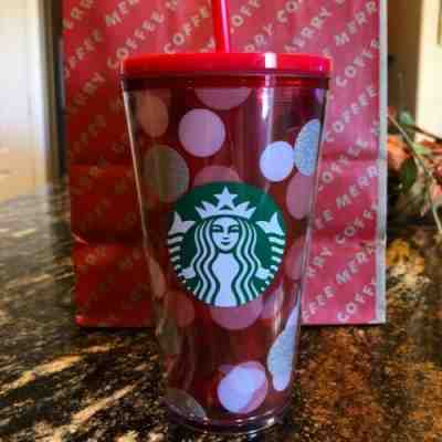NEW Starbucks Red / Pink Polka Dot Tumbler Holiday 2019, 16oz Grande, Acrylic - Sold on eBay Dec, 1st 2019 for $22.00