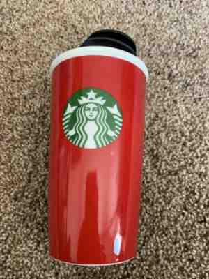 STARBUCKS 2017 11oz Red Holiday Ceramic Travel Coffee Tumbler Coffee Mug - Sold on eBay Dec, 1st 2019 for $16.97
