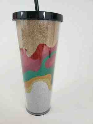Starbucks Glitter Tumbler Flow Sparkle Cold Venti Cups W/straw 24 Oz Summer   - Sold on eBay Dec, 1st 2019 for $19.99
