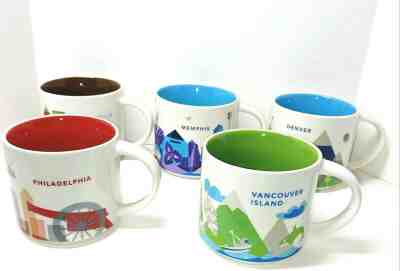 LOT of 5 Starbucks Coffee Cups Mugs You Are Here. Super Colorful Starbucks mugs - Sold on eBay Dec, 1st 2019 for $49.21