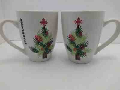 Pair of Starbucks Christmas Winter Holiday Pinecone Tree Mugs 2011 Two Mugs - Sold on eBay Dec, 2nd 2019 for $17.18