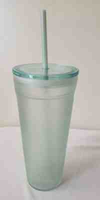 Starbucks 2017 Seafoam Green Double Wall 20 oz Glass Tumbler with Straw - Sold on eBay Dec, 2nd 2019 for $39.00