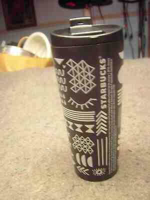 2017 STARBUCKS Black with White designs 16 oz Stainless Steel Travel Tumbler  - Sold on eBay Dec, 1st 2019 for $24.98