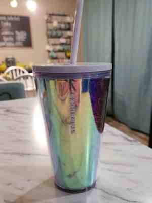 STARBUCKS 2019 Cold Cup Rainbow Foil Tumbler WINTER HOLIDAY 16 oz - Sold on eBay Dec, 1st 2019 for $24.00