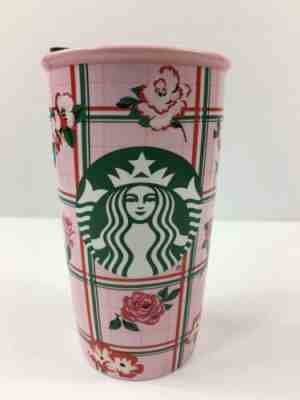 Starbucks Bando Ban.do Ban do Travel Ceramic Tumbler Mug Floral roses pink EUC - Sold on eBay Dec, 1st 2019 for $19.99