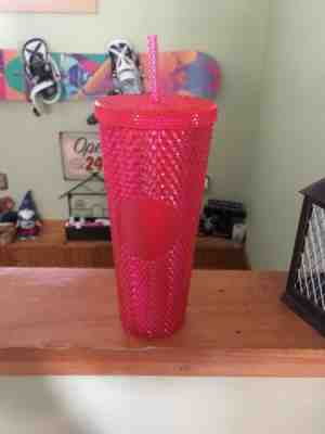 NEW STARBUCKS  2019 Neon Pink Studded Cold Cup Tumbler WINTER HOLIDAY Rhinestone - Sold on eBay Dec, 1st 2019 for $28.00