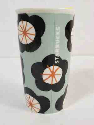 Starbucks 12oz Ceramic Coffee Travel Tumbler Yellow Lid Mint Green Floral Flower - Sold on eBay Dec, 1st 2019 for $16.99
