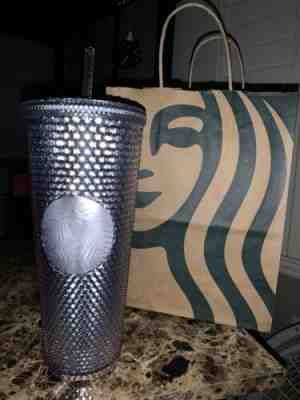 One Holiday Starbucks 2019 Venti Bling Platinum Silver Studded Cold Cup Tumbler - Sold on eBay Dec, 1st 2019 for $24.50