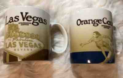 Lot Of 2 Starbucks Coffee Global Icon Mug Cup -Orange County- Las Vegas - Sold on eBay Dec, 1st 2019 for $29.48