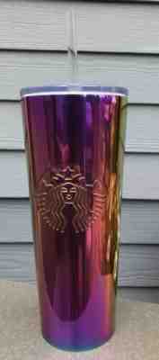 New Starbucks 2019 Summer Rainbow Iridescent Metallic Stainless Tumbler Cup 24oz - Sold on eBay Dec, 4th 2019 for $38.50