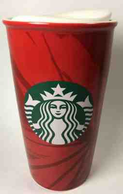 Starbucks Travel Mug 2014 12 oz with Lid Tumbler Christmas Red Ceramic Coffee - Sold on eBay Dec, 4th 2019 for $20.00