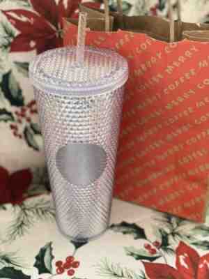 2019 Starbucks Studded Tumbler Silver Crystal  24 oz Cold Cup Holiday - Sold on eBay Dec, 4th 2019 for $26.00