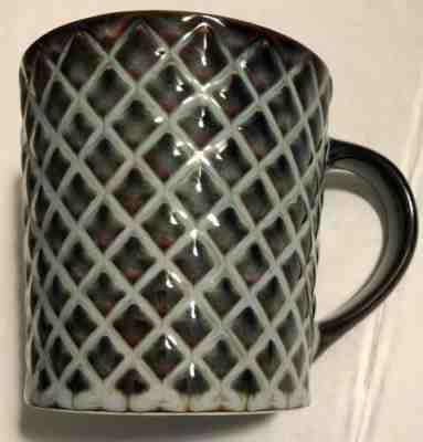 STARBUCKS 2007 Blue Brown Drip Glaze Diamond Quilted Pineapple Coffee Mug NEW - Sold on eBay Dec, 3rd 2019 for $21.99