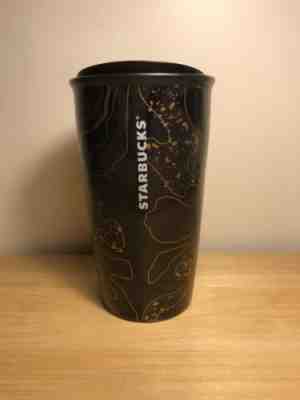 Starbucks Black Gold Holiday Ceramic Double Wall Mug Grande Tumbler 2018 - Sold on eBay Dec, 3rd 2019 for $32.99