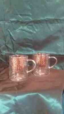 Teavana Starbucks Gold Dots Confetti Clear Glass Mugs. set of two - Sold on eBay Dec, 3rd 2019 for $16.99