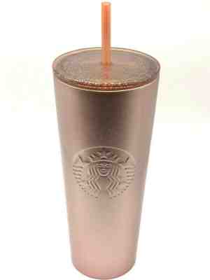 Starbucks Metal Tumbler Rose Gold Logo Design Reusable Cup Tumbler Lid 24 fl oz  - Sold on eBay Dec, 3rd 2019 for $34.99