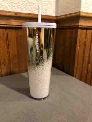 Starbucks Holiday Christmas 2019 Cold Tumbler Gold Cascading Snow Glitter 24oz - Sold on eBay Dec, 3rd 2019 for $18.00