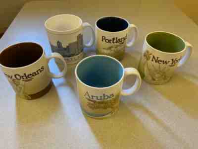 Lot of 5 Collectible Starbucks Mugs Portland New York New Orleans Aruba - Sold on eBay Dec, 3rd 2019 for $17.50