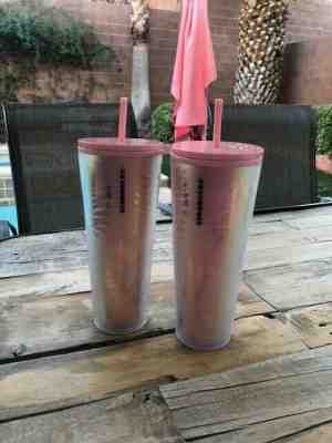New 2019 Starbucks Pink Pine cone Winter Holiday Tumbler 24oz (2) Tumblers - Sold on eBay Dec, 3rd 2019 for $68.00