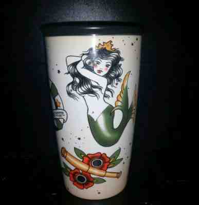 Starbucks 2015 Tattoo Mermaid Siren Sailor Ceramic Travel Mug Cup Tumbler 12 OZ - Sold on eBay Dec, 3rd 2019 for $78.00