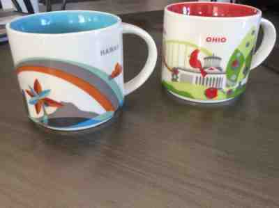 Retired Starbucks Hawaii  & Ohio You Are Here Coffee Mug 14 Oz Collection 2015 - Sold on eBay Dec, 3rd 2019 for $19.99