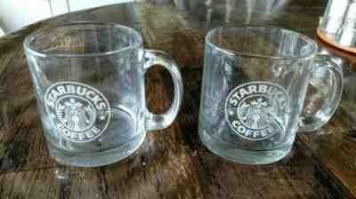 2 Starbucks Clear Glass Mug Cup 12 Oz Coffee Tea Siren Mermaid Logo Handle US - Sold on eBay Dec, 3rd 2019 for $19.00