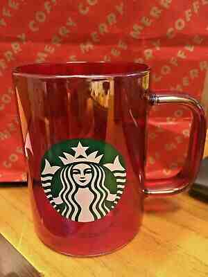 NEW 14 oz 2019 Starbucks Pink high tempered glass coffee mug w/large Siren logo - Sold on eBay Dec, 3rd 2019 for $19.99