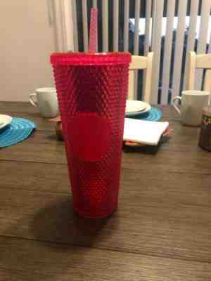 STARBUCKS 2019 Neon Pink Studded Cold Cup Tumbler WINTER HOLIDAY EDITION 24 oz - Sold on eBay Dec, 3rd 2019 for $15.00