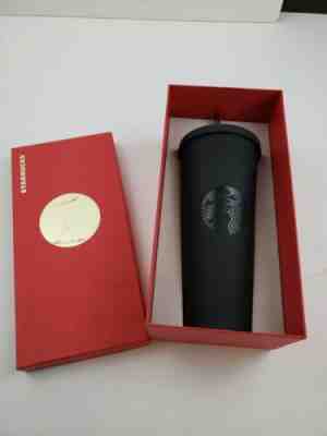 Rare Starbucks Matte Black Cold Cup Tumbler 2014 Gold Dot Holiday Collection - Sold on eBay Dec, 3rd 2019 for $49.95