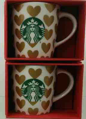 LOT 2  2015 Starbucks Coffee Demitasse Cups Gold Hearts Espresso mini Mugs 3 oz - Sold on eBay Dec, 3rd 2019 for $19.99