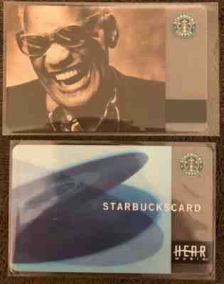 STARBUCKS 2003 HEAR MUSIC Flagship & 2004 Ray Charles Gift Cards Lot of 2 - Sold on eBay Dec, 2nd 2019 for $40.00