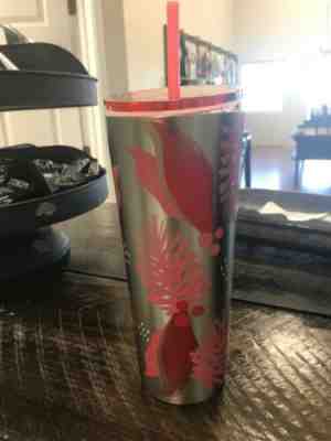 2019 Christmas Starbucks Metal Tumbler Cup Holly ***Super Hard To Find*** 24oz - Sold on eBay Dec, 2nd 2019 for $33.99