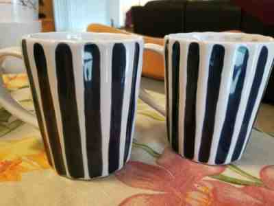 Starbucks 2008 Blue & White Stripe Ribbed Mug, 12 oz, SET OF 2 (57) - Sold on eBay Dec, 2nd 2019 for $20.00